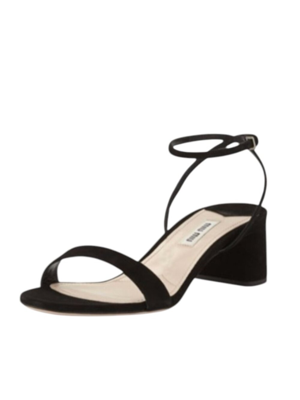 Miu Miu Ankle Wrap Strap Sandals Womens 38 8 Black Suede Shoes Block Heels Italy